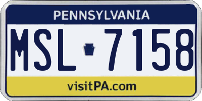 PA license plate MSL7158