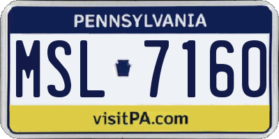 PA license plate MSL7160