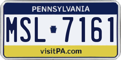 PA license plate MSL7161