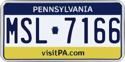 PA license plate MSL7166