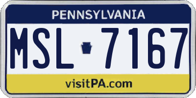 PA license plate MSL7167