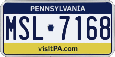 PA license plate MSL7168