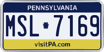 PA license plate MSL7169