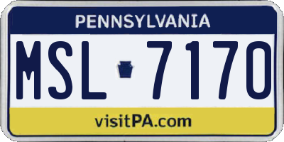 PA license plate MSL7170
