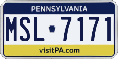 PA license plate MSL7171