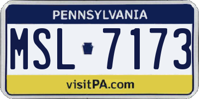 PA license plate MSL7173
