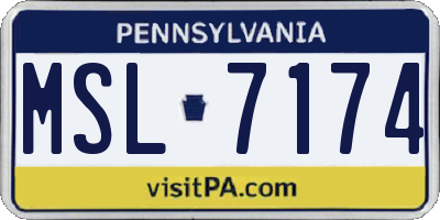 PA license plate MSL7174