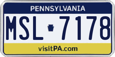PA license plate MSL7178