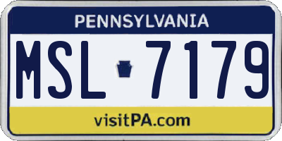 PA license plate MSL7179