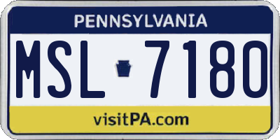 PA license plate MSL7180