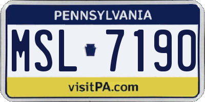 PA license plate MSL7190