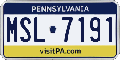 PA license plate MSL7191