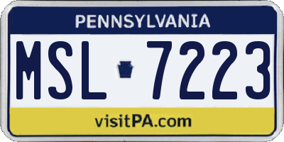 PA license plate MSL7223