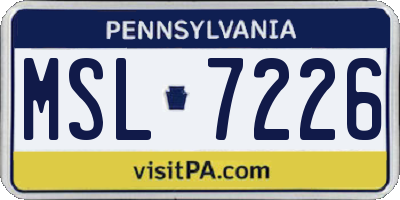 PA license plate MSL7226