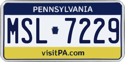 PA license plate MSL7229
