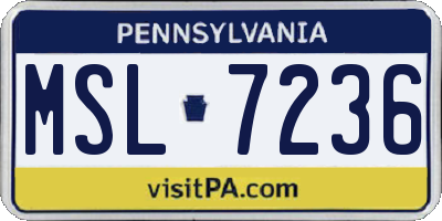 PA license plate MSL7236