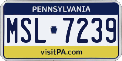PA license plate MSL7239