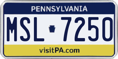 PA license plate MSL7250