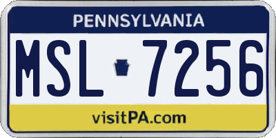 PA license plate MSL7256