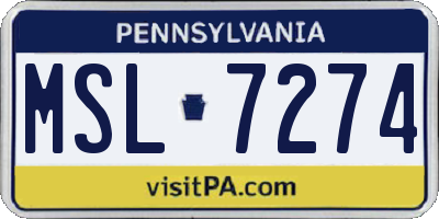 PA license plate MSL7274