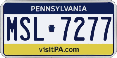 PA license plate MSL7277