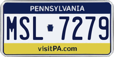 PA license plate MSL7279