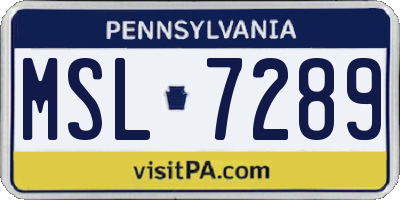 PA license plate MSL7289