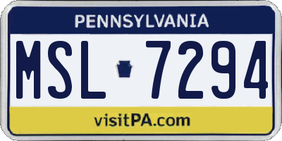 PA license plate MSL7294