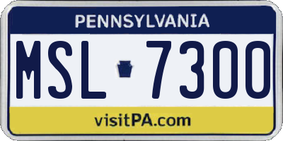 PA license plate MSL7300