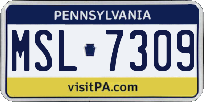 PA license plate MSL7309