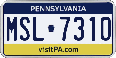 PA license plate MSL7310