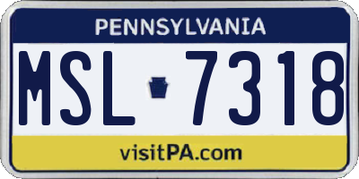 PA license plate MSL7318