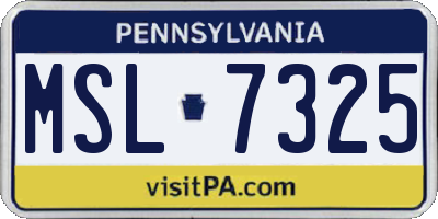 PA license plate MSL7325