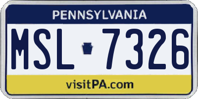 PA license plate MSL7326