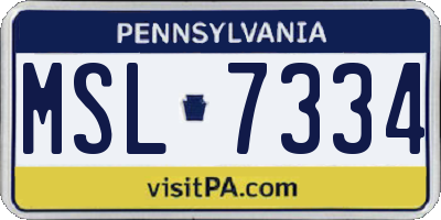 PA license plate MSL7334