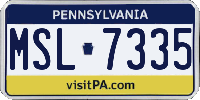 PA license plate MSL7335