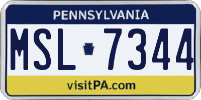 PA license plate MSL7344