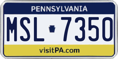 PA license plate MSL7350