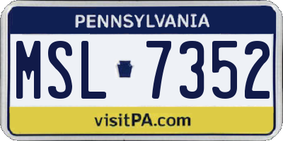 PA license plate MSL7352
