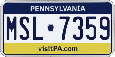 PA license plate MSL7359