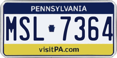 PA license plate MSL7364