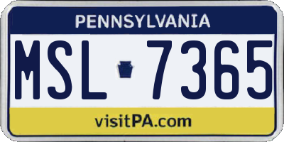 PA license plate MSL7365