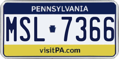 PA license plate MSL7366