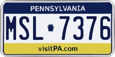 PA license plate MSL7376