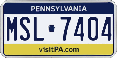 PA license plate MSL7404