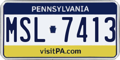 PA license plate MSL7413