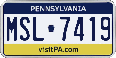 PA license plate MSL7419