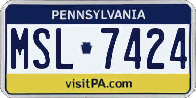 PA license plate MSL7424