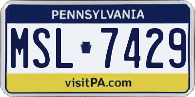 PA license plate MSL7429