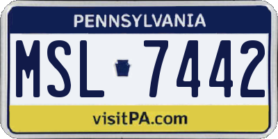 PA license plate MSL7442